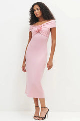 Solid Color Off-the-shoulder Knit Cocktail Dress