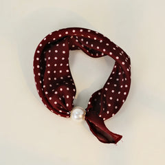 Polka Dot Pearl Magnetic Buckle Neck Scarf