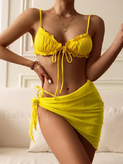 Ruffle Solid Chic Three Piece Set