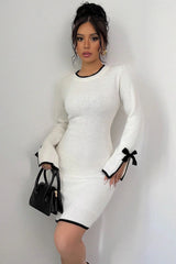 Color-Block Long Sleeve Knit Slim Sweater Dress
