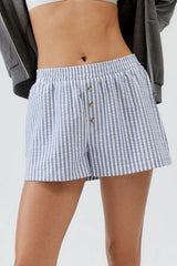 Striped Button Loose Fit Casual Shorts