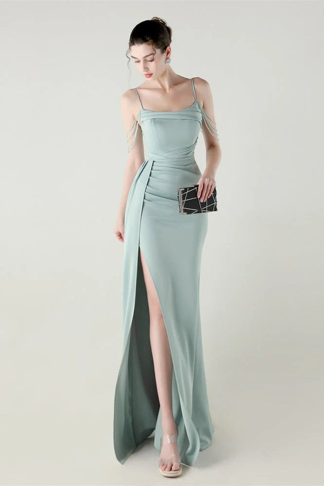 Satin Spaghetti Strap Mermaid Party Dress