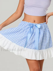 Plaid Ruffled Beach Mini Skirt