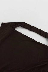 Brown Halter Backless Maxi Party Dress