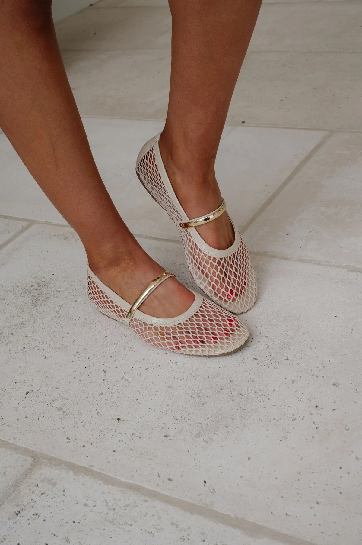 Meghan Mesh Flats-Bone