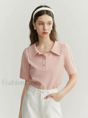 Solid Color Cotton Polo Collar T-Shirt