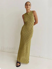 Cut Out Slit Knit Mesh Pareo Tunic Style Cover-ups