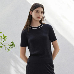 Crew Neck Wool Silk Knitted T-Shirt