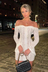 Off-Shoulder Lace Bodycon Boho Dress