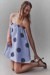 Sexy Polka Dot Strapless Bodycon Mini Dress