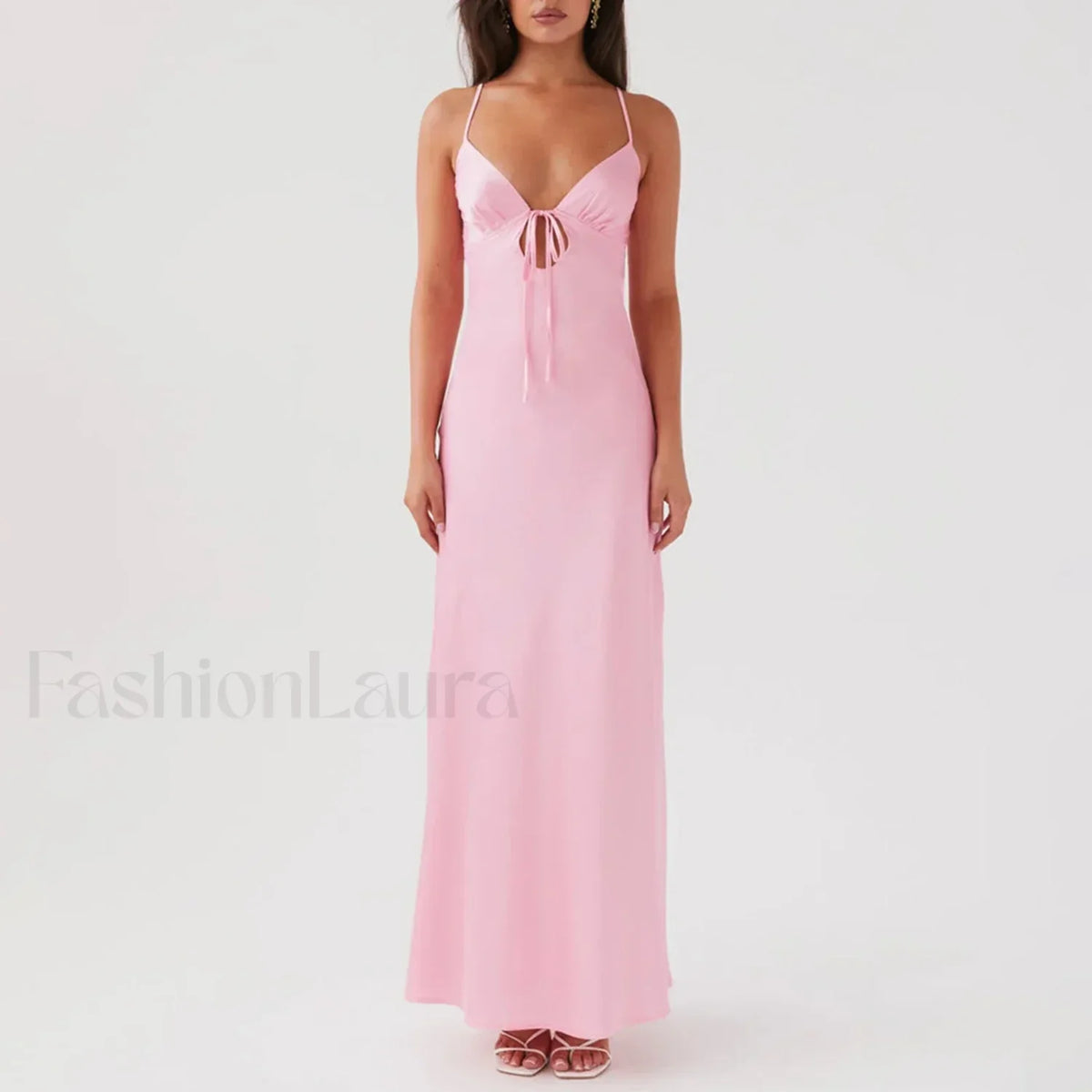 Tie Front Backless Cami Maxi Dress