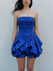 Strapless High-Waist Floral Dress