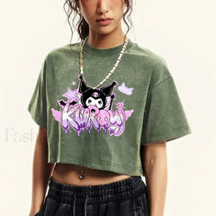 Japanese Kuromi Retro Cotton Casual T-Shirt