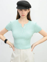 Slim Fit Knitted Grey Round Neck T-Shirt