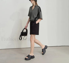 V-Neck Loose Short Sleeve Cotton T-Shirt