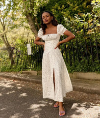 Flower Short Sleeve Maxi Dress