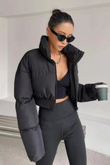 Cropped Patchwork Quilted Puffer Jacket