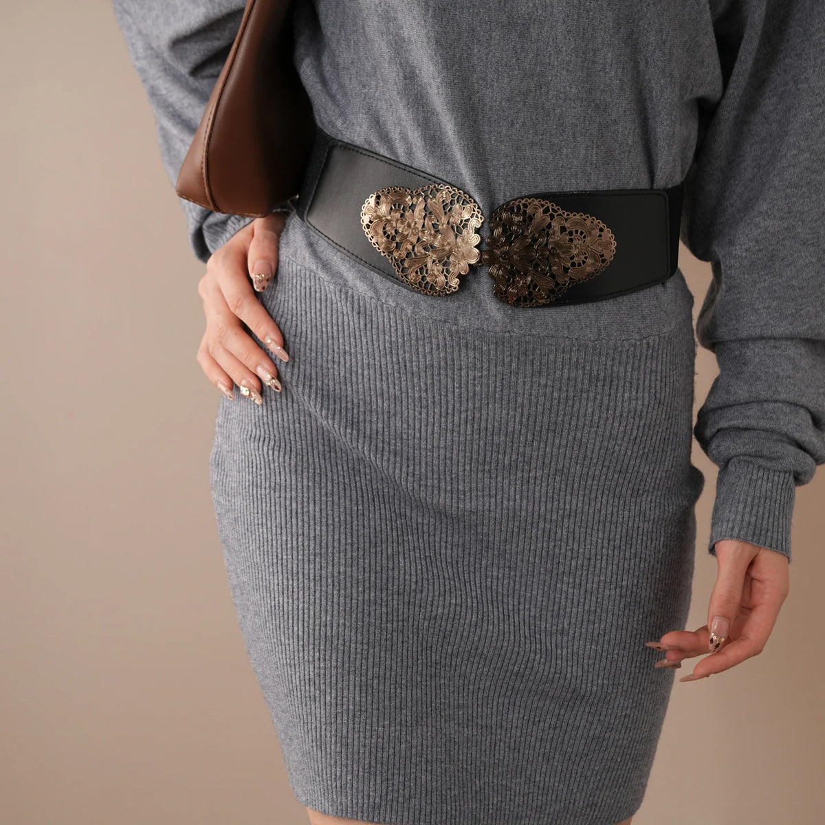 Boho Wide Elastic Leather Belt