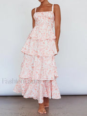 Layered Ruffle Bohemian Floral Dress