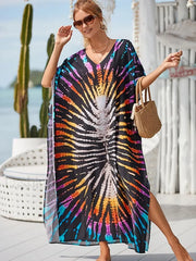 Tie Dye V-Neck Plus Size Cover Up
