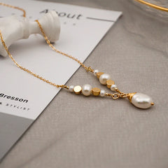 Baroque Pearl Drop Pendant Layered Necklace