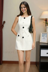 French Elegant Waist-Cinched Sleeveless Bodycon Work Dress