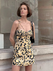 Daisy Printed Graceful Floral Short Dress