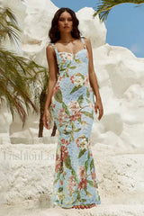 French Retro Lace Vest Sleeveless Printed Floral Dress