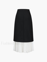 Two Tone Pleated Long Skirt