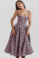 French Vintage Strap Midi Dress