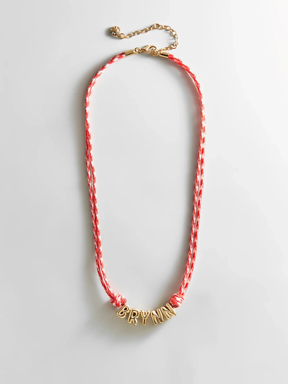 Bubble Letter Custom Paracord Necklace - Red/White