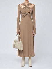Criss Cross Cut Trendy Out Long Dress
