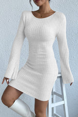 Backless Flare Sleeve Sweater Dress