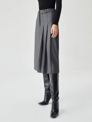 Asymmetrical Pleated Graceful Midi Skirt