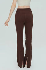 High-Waisted Breathable Flared Workout Slit Leggings