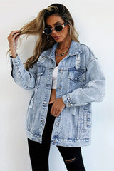 Distressed Utility Denim Jacket