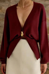 Vintage Button V-Neck Knit Cardigan